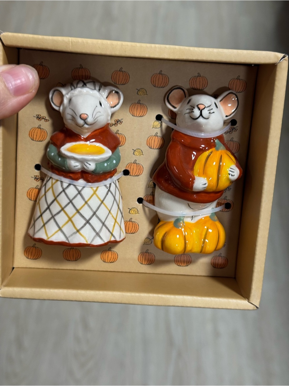 Ceramic Halloween Mouse Salt & Pepper Shakers - Orange, Yellow, White